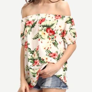 Off-the-shoulder summer floral top